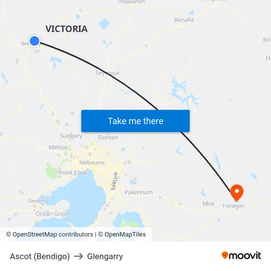 Ascot (Bendigo) to Glengarry map