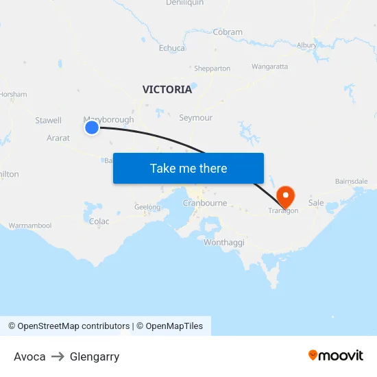 Avoca to Glengarry map