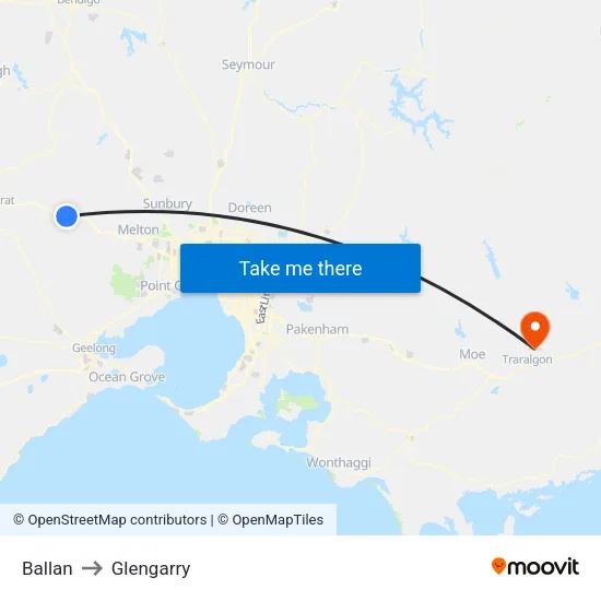 Ballan to Glengarry map