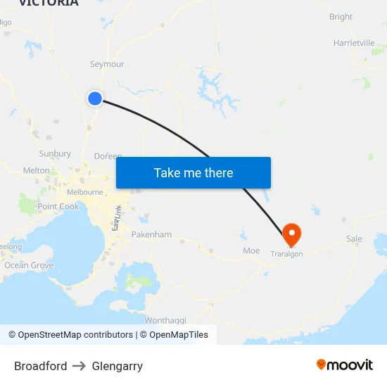 Broadford to Glengarry map