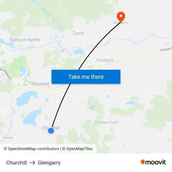 Churchill to Glengarry map