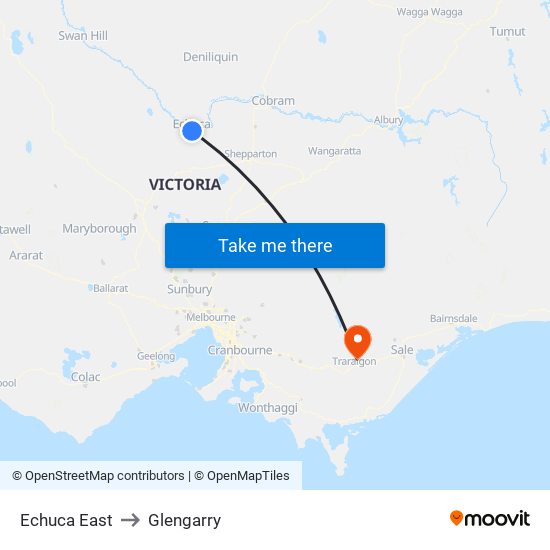 Echuca East to Glengarry map