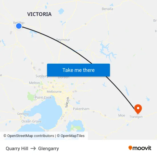 Quarry Hill to Glengarry map