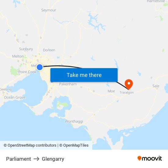 Parliament to Glengarry map