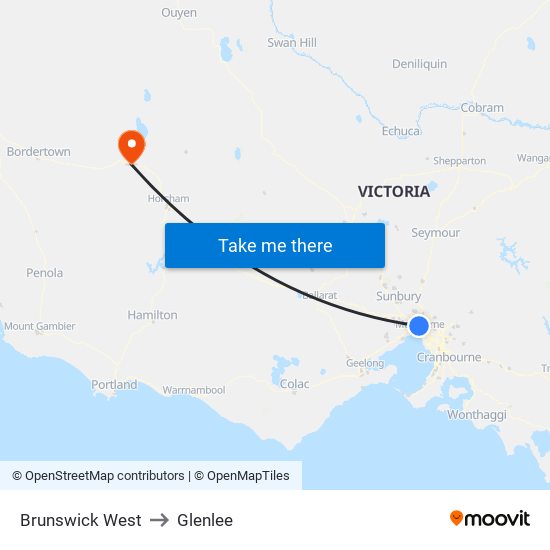 Brunswick West to Glenlee map