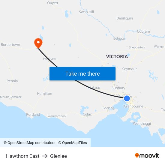 Hawthorn East to Glenlee map