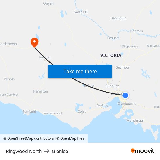 Ringwood North to Glenlee map