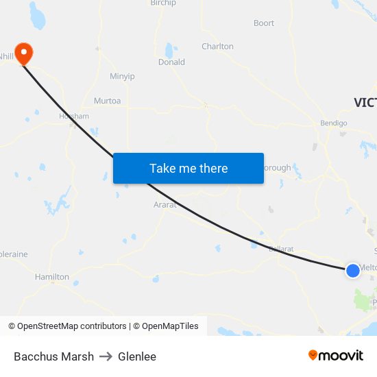 Bacchus Marsh to Glenlee map