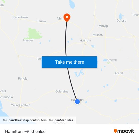 Hamilton to Glenlee map
