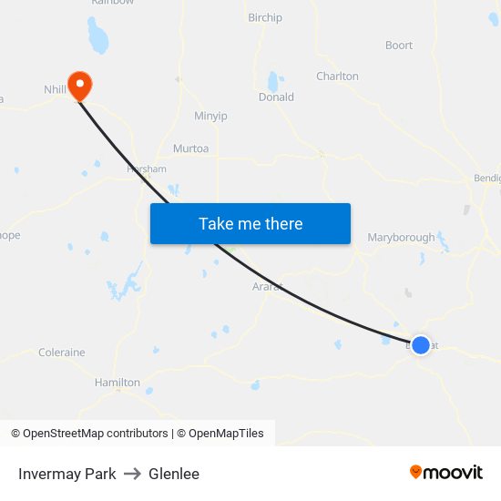 Invermay Park to Glenlee map