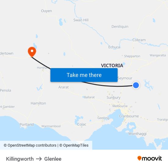 Killingworth to Glenlee map