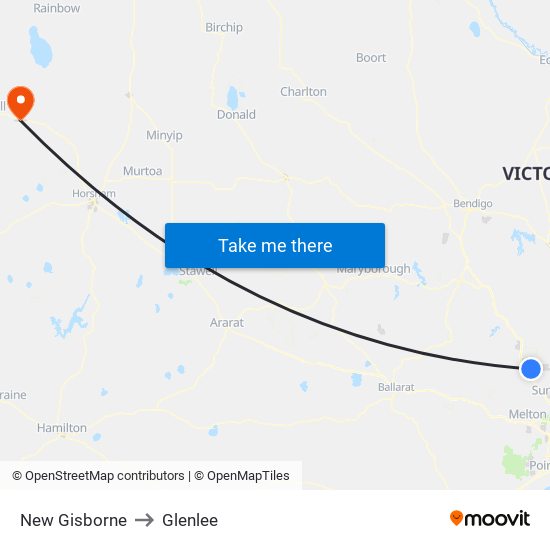 New Gisborne to Glenlee map