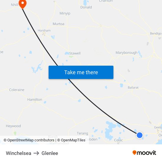 Winchelsea to Glenlee map