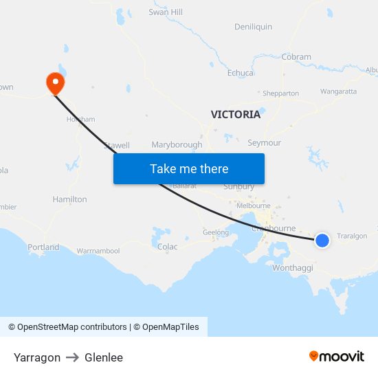 Yarragon to Glenlee map