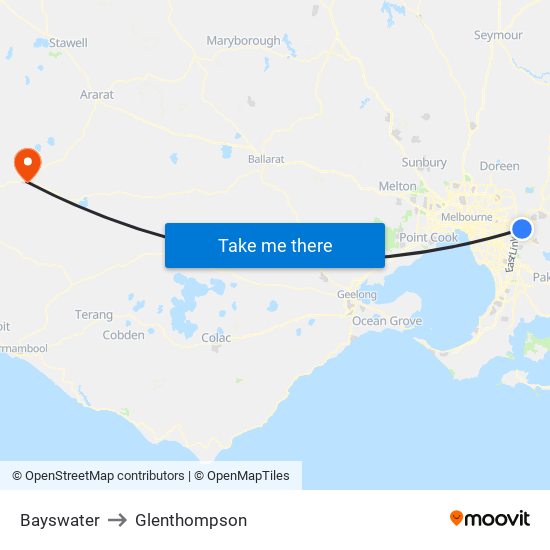 Bayswater to Glenthompson map