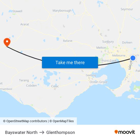 Bayswater North to Glenthompson map