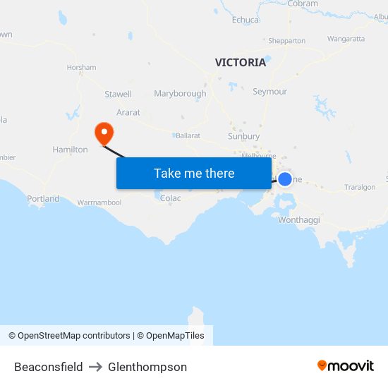 Beaconsfield to Glenthompson map