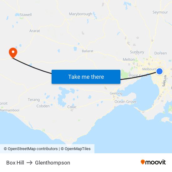 Box Hill to Glenthompson map