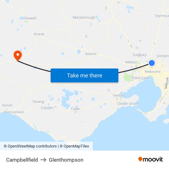 Campbellfield to Glenthompson map