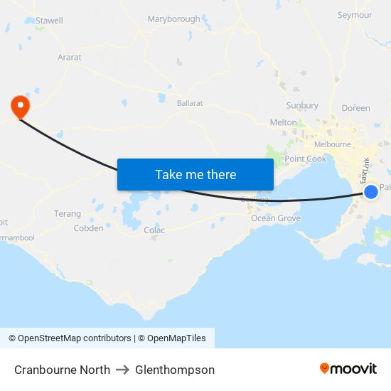 Cranbourne North to Glenthompson map