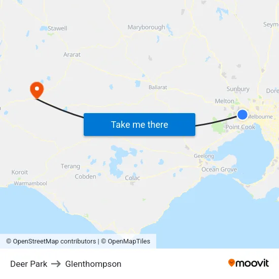 Deer Park to Glenthompson map