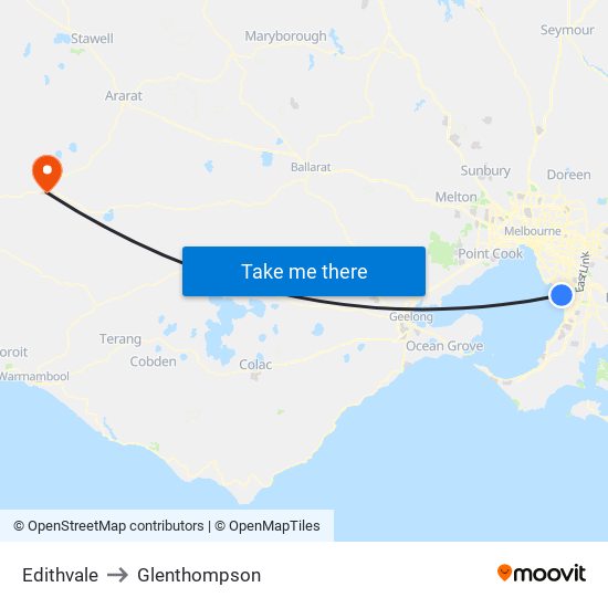 Edithvale to Glenthompson map