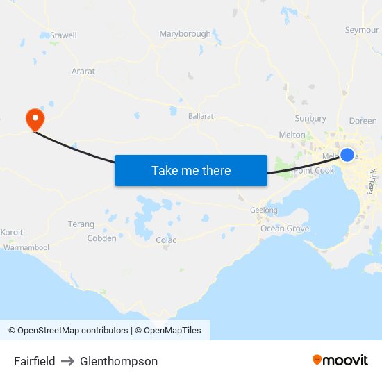 Fairfield to Glenthompson map