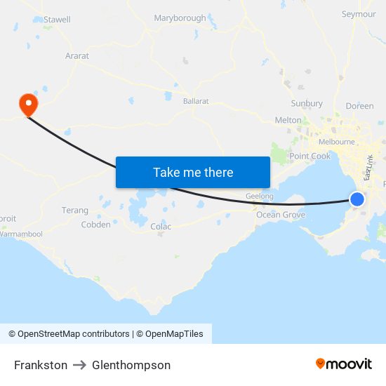 Frankston to Glenthompson map