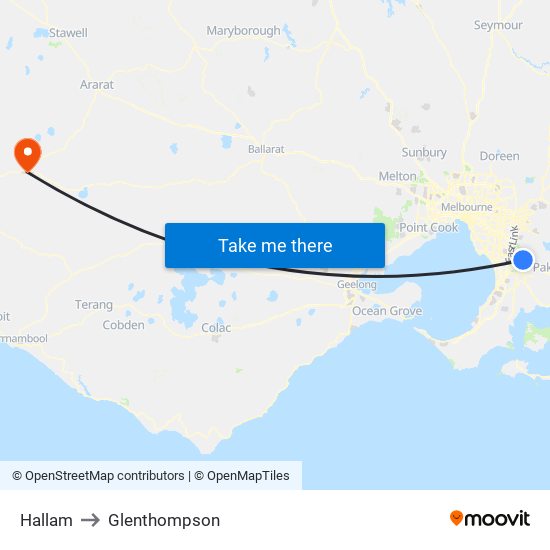 Hallam to Glenthompson map