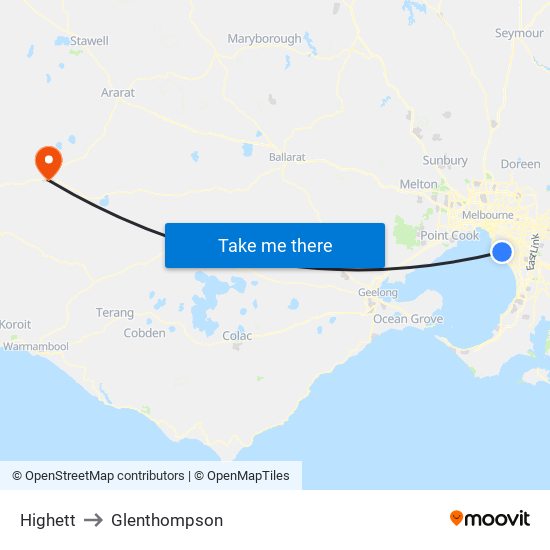 Highett to Glenthompson map