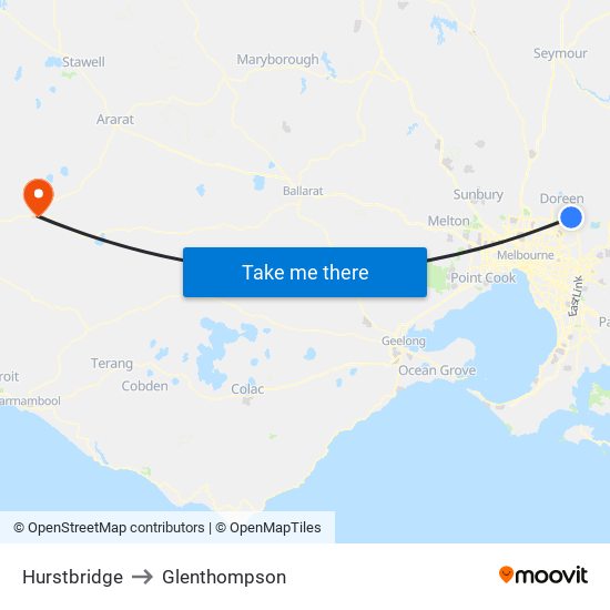 Hurstbridge to Glenthompson map