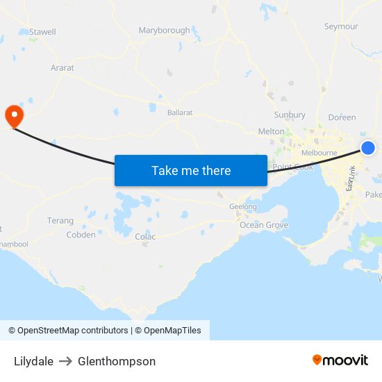 Lilydale to Glenthompson map