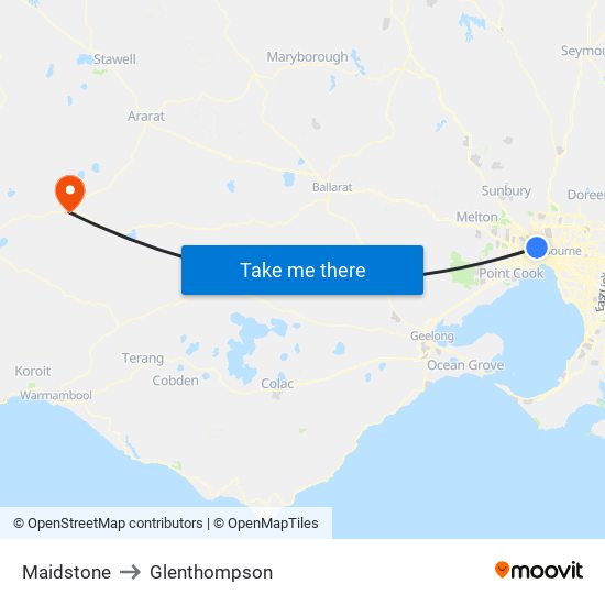 Maidstone to Glenthompson map