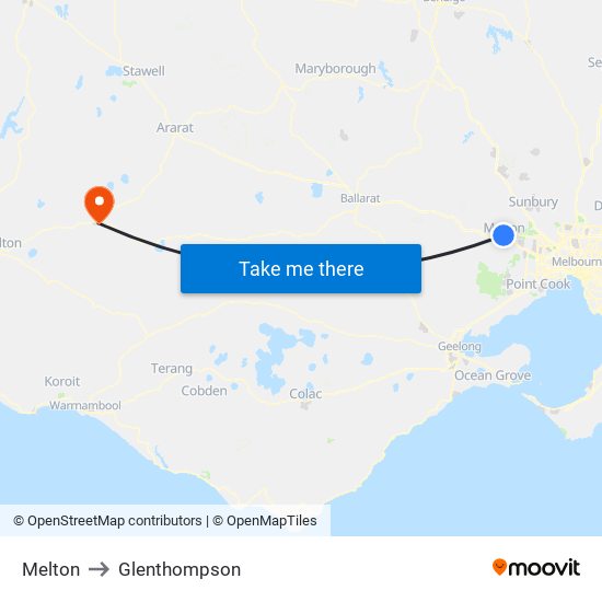 Melton to Glenthompson map