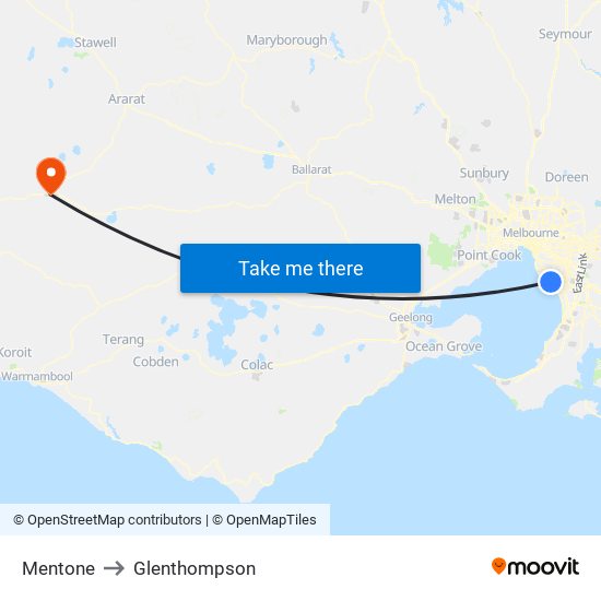 Mentone to Glenthompson map