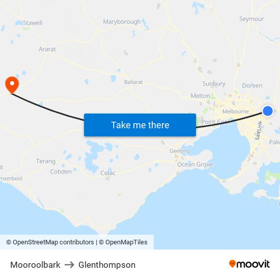 Mooroolbark to Glenthompson map