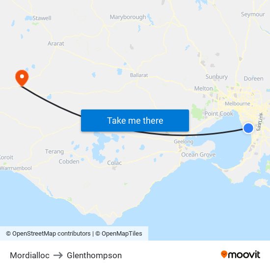 Mordialloc to Glenthompson map