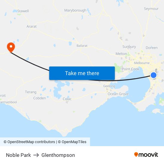 Noble Park to Glenthompson map