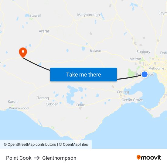 Point Cook to Glenthompson map