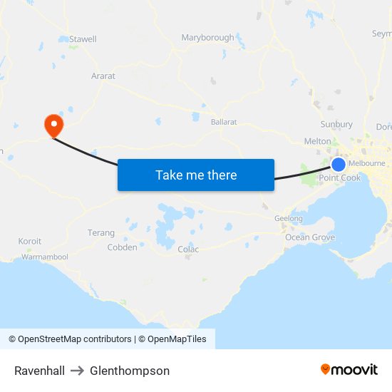 Ravenhall to Glenthompson map