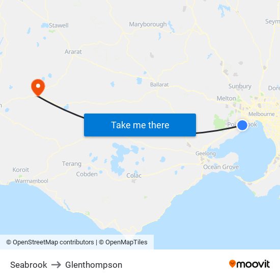 Seabrook to Glenthompson map