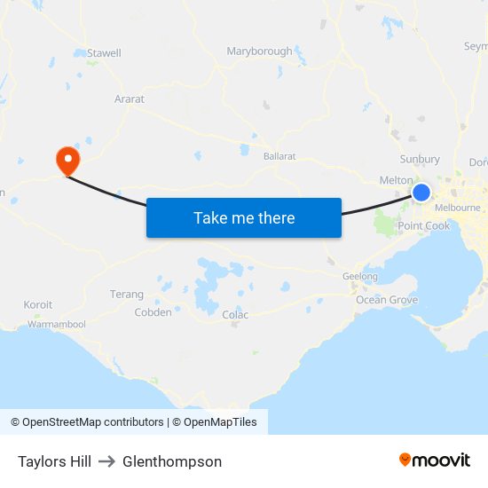 Taylors Hill to Glenthompson map