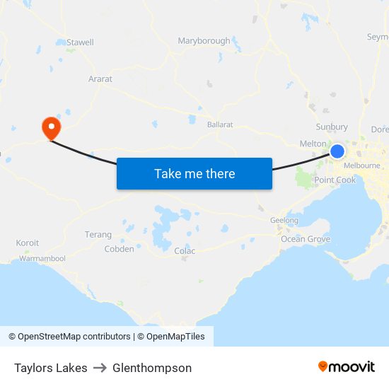 Taylors Lakes to Glenthompson map