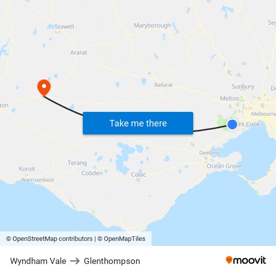 Wyndham Vale to Glenthompson map