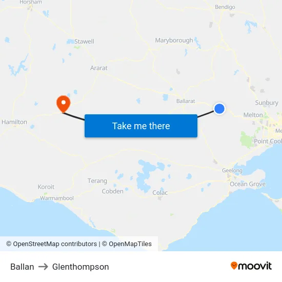 Ballan to Glenthompson map