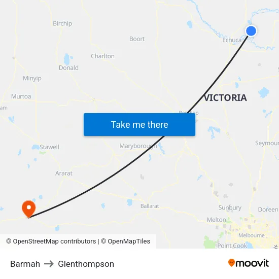Barmah to Glenthompson map
