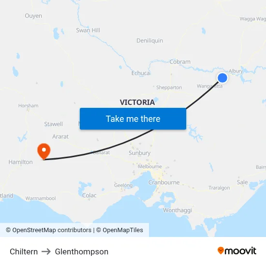 Chiltern to Glenthompson map