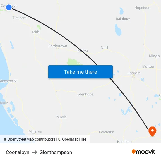 Coonalpyn to Glenthompson map