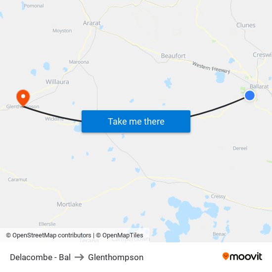 Delacombe - Bal to Glenthompson map