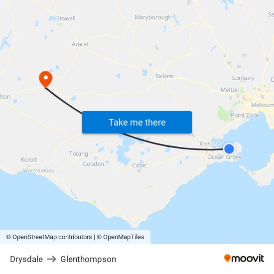 Drysdale to Glenthompson map